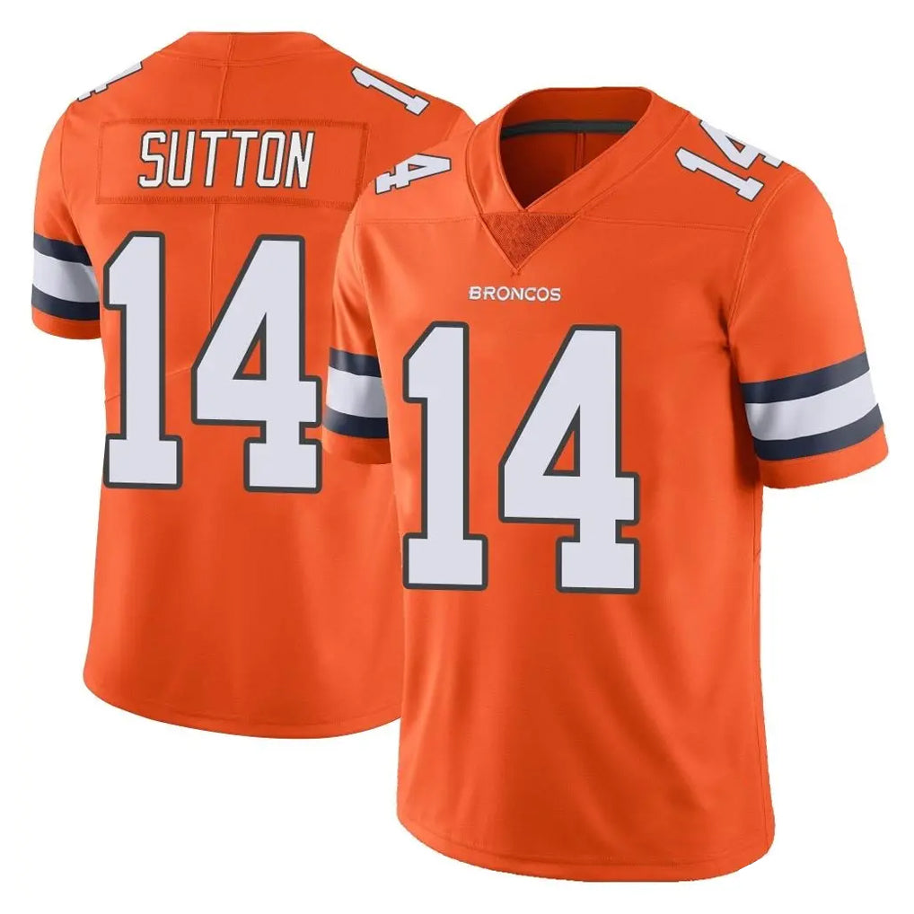D.Broncos #14 Courtland Sutton Player Orange Vapor Untouchable Limited Home Game Ndoa Stitched Jerseys