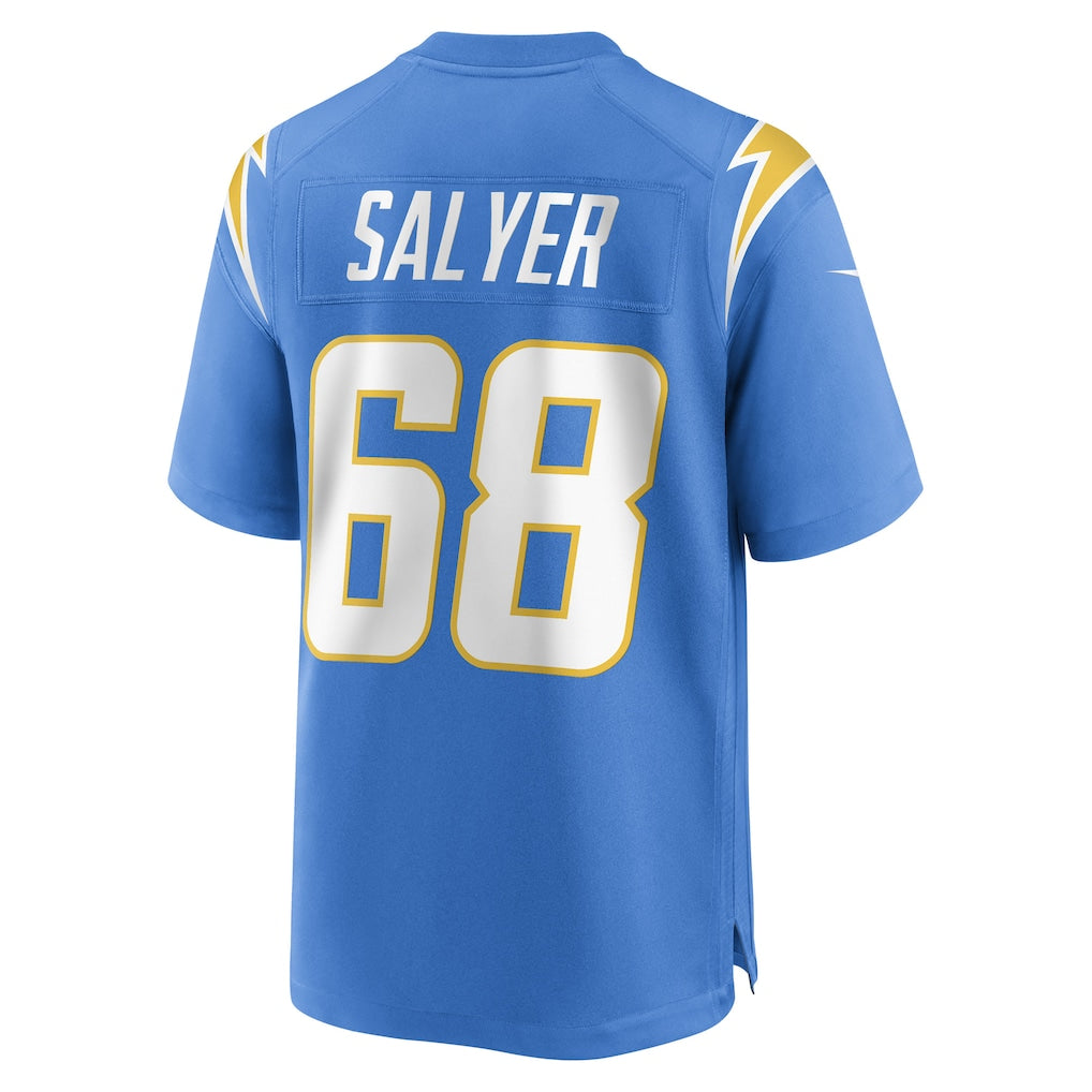 Ndoa LA.Chargers #68 Jamaree Salyer Powder Blue Player Game Jersey