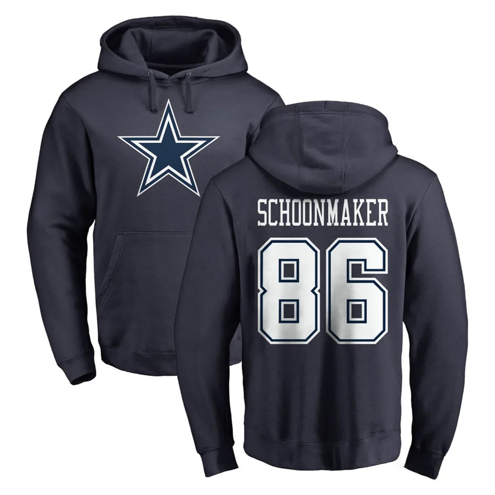 D.Cowboys #86 Luke Schoonmaker Player Navy Pullover Hoodies Limited Ndoa Stitched Jerseys