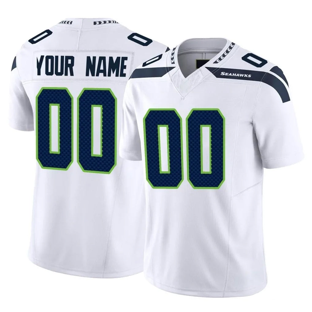 Custom S.Seahawks White Limited Vapor F.U.S.E. Home Game Any Name & Numbers Ndoa Stitched Jerseys