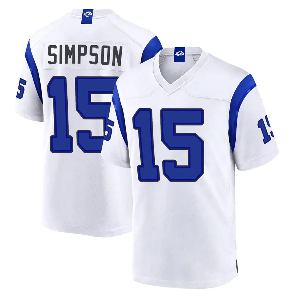 LA.Rams #15 Ty Simpson Player White Fearsome Home Game Ndoa Stitched Jerseys