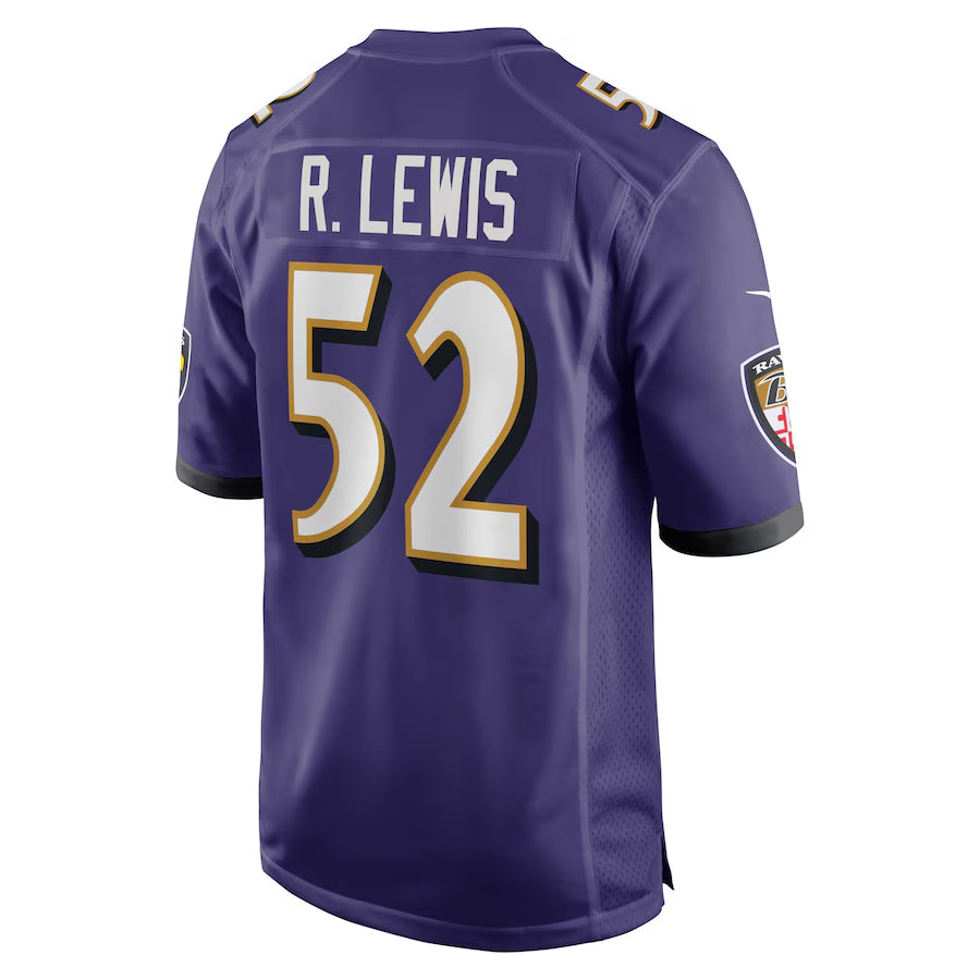B.Ravens #52 Ray Lewis Player Purple Alternate Home Ndoa Stitched Jerseys