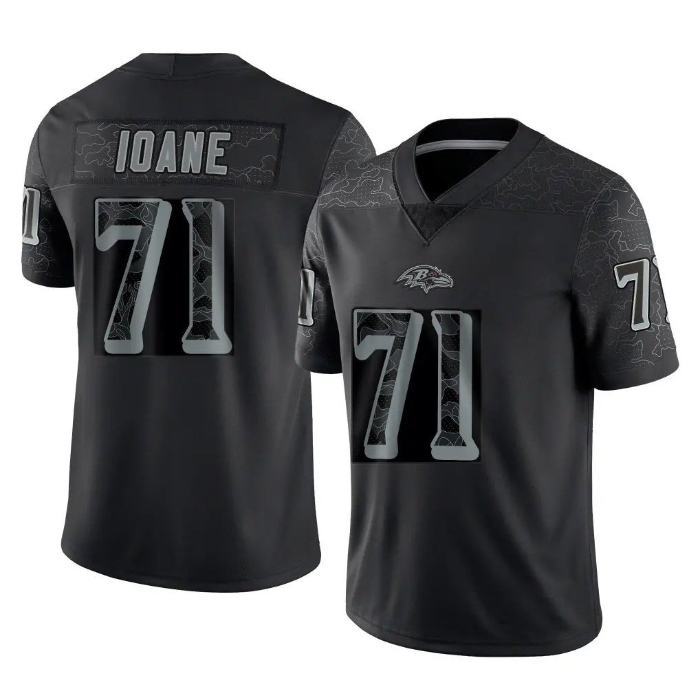 B.Ravens #71 Olaivavega Ioane Player Black RFLCTV Limited Ndoa Stitched Jerseys