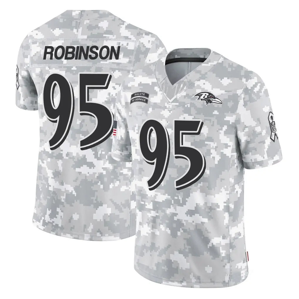 B.Ravens #95 Tavius Robinson Player Arctic Camo Salute to Service Limited Ndoa Stitched Jerseys