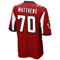 A.Falcons #70 Jake Matthews Player Red Game Ndoa Stitched Jerseys