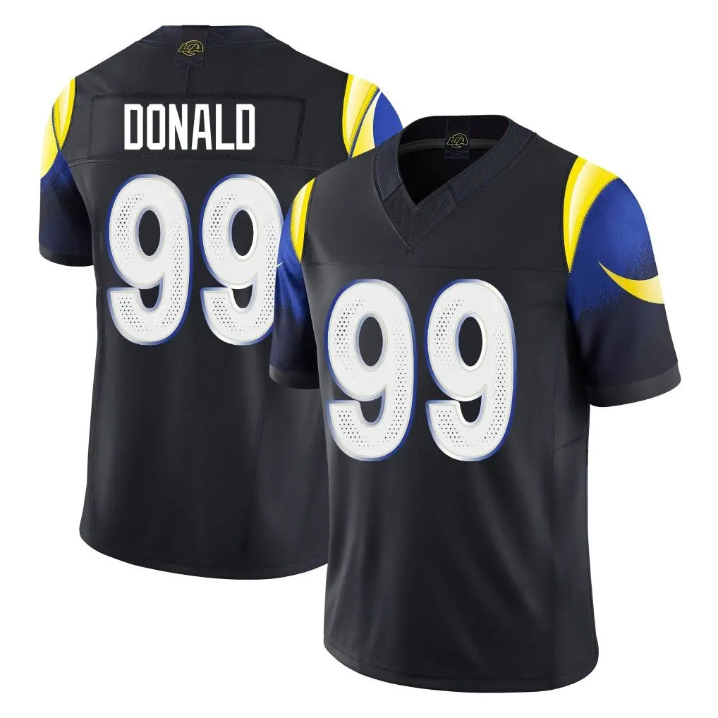 LA.Rams #99 Aaron Donald Player Black Midnight Rivalries Collection Limited Home Game Ndoa Stitched Jerseys