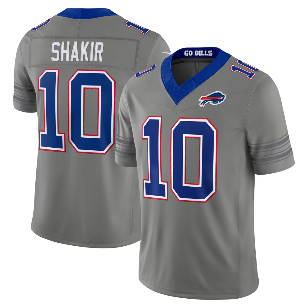 B.Bills #10 Khalil Shakir Player Gray Limited Nickel City Home Game Stitched Jerseys