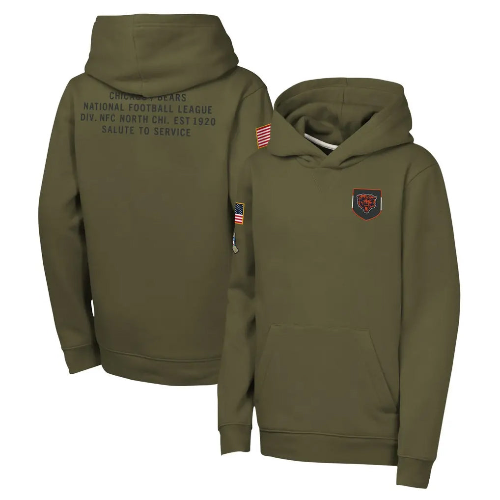 C.Bears ## Bears Blank Player Olive Salute to Service Pullover Hoodies Limited Game Ndoa Stitched Jerseys