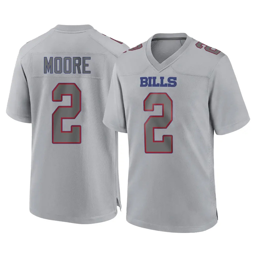 B.Bills #2 DJ Moore Player Gray Home Game Ndoa Stitched Jerseys