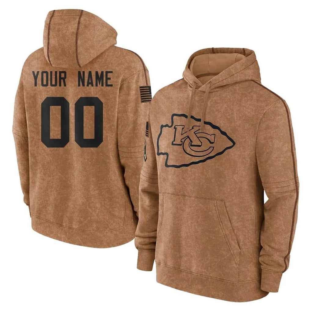 Custom KC.Chiefs Brown Salute to Service Hoodies Limited Game Any Name & Numbers Ndoa Stitched Jerseys