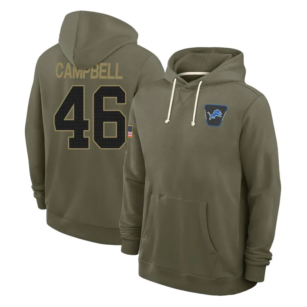 D.Lions #46 Jack Campbell Player Olive Salute to Service Pullover Hoodies Limited Ndoa Stitched Jerseys