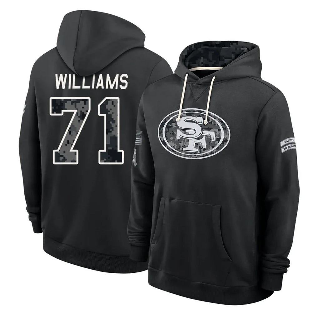 SF.49ers #71 Trent Williams Player 2026 Black Logo Pullover Hoodies Limited Game Ndoa Stitched Jerseys