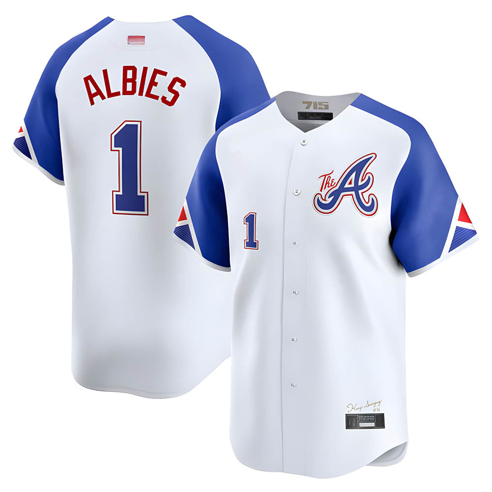 Ndoa A.Braves #1 Ozzie Albies Player Blue City Connect Stitched Jerseys
