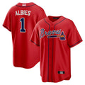 Ndoa A.Braves #1 Ozzie Albies Player Red Alternate Stitched Jerseys