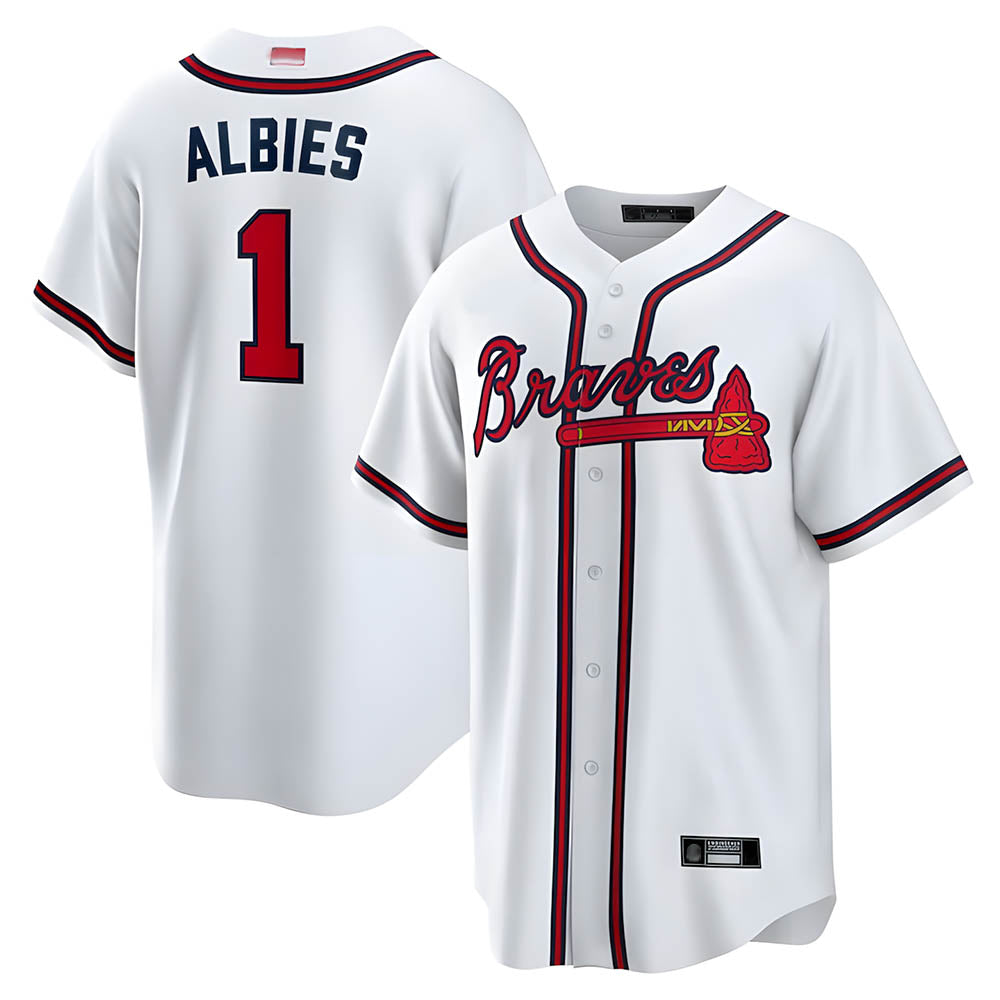 Ndoa A.Braves #1 Ozzie Albies Player White Alternate Stitched Jerseys