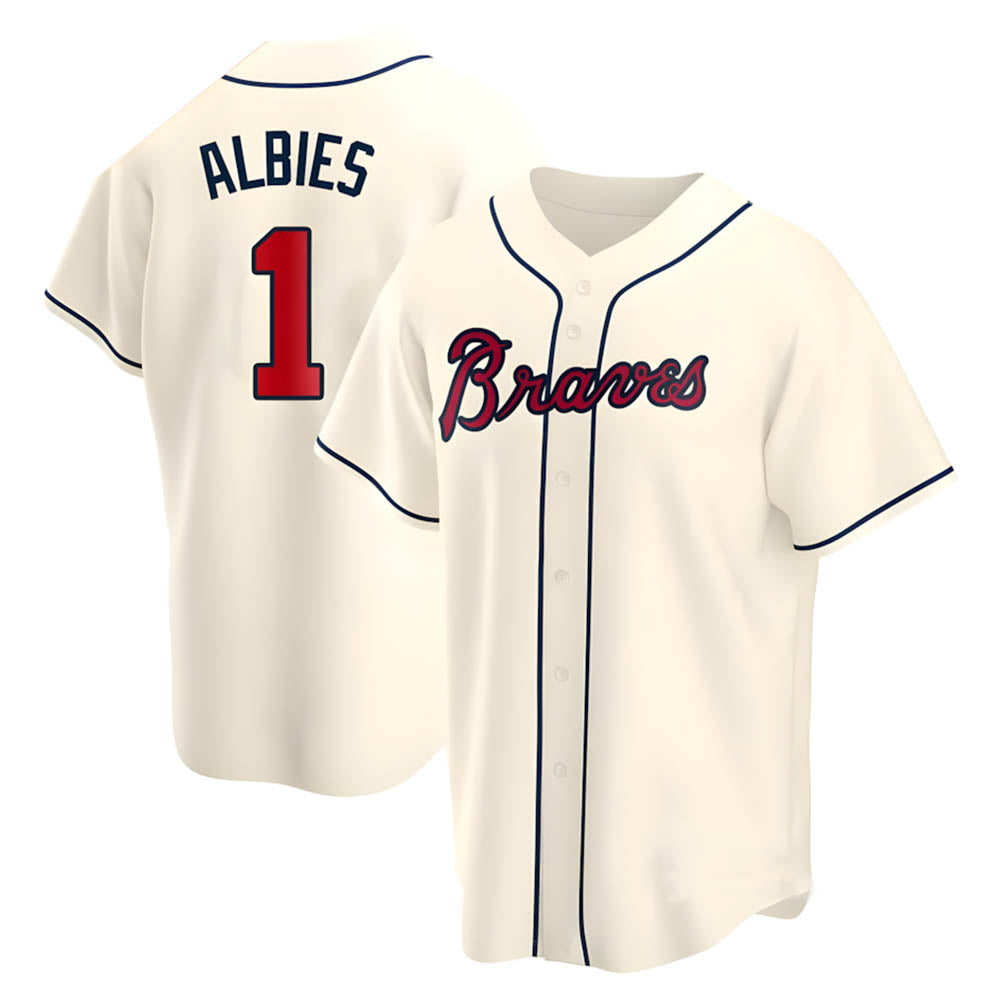 Ndoa A.Braves #1 Ozzie Albies Player Cream Replica Alternate Stitched Jerseys