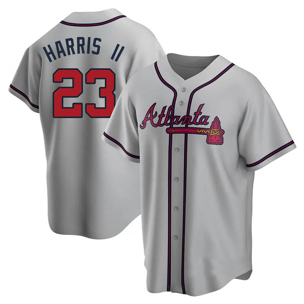 Ndoa A.Braves #23 Michael Harris II player Gray Replica Road Stitched Jerseys