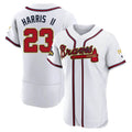 Ndoa A.Braves #23 Michael Harris II player White&Gold Authentic Program Stitched Jerseys