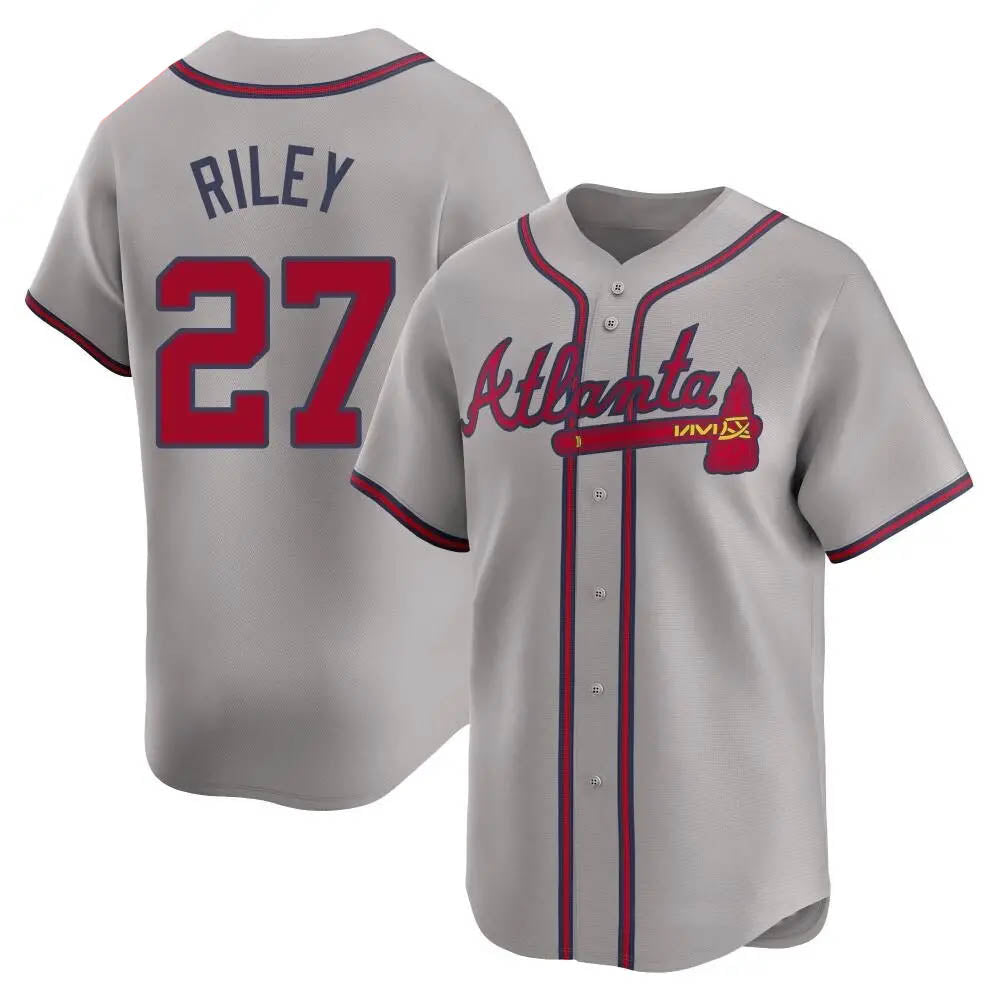 Ndoa A.Braves #27 Austin Riley Player Gray Limited Away Stitched Jerseys