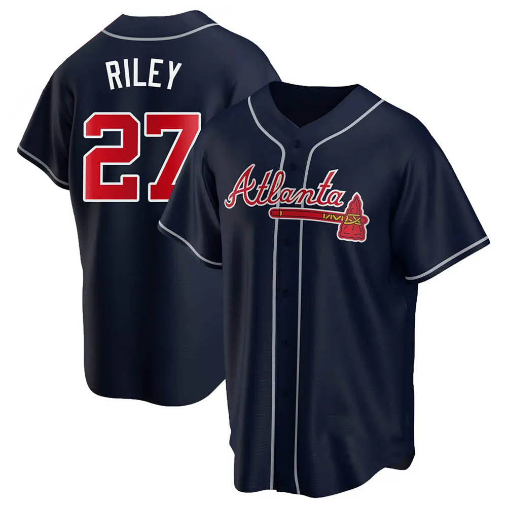 Ndoa A.Braves #27 Austin Riley Player Navy Replica Alternate Stitched Jerseys