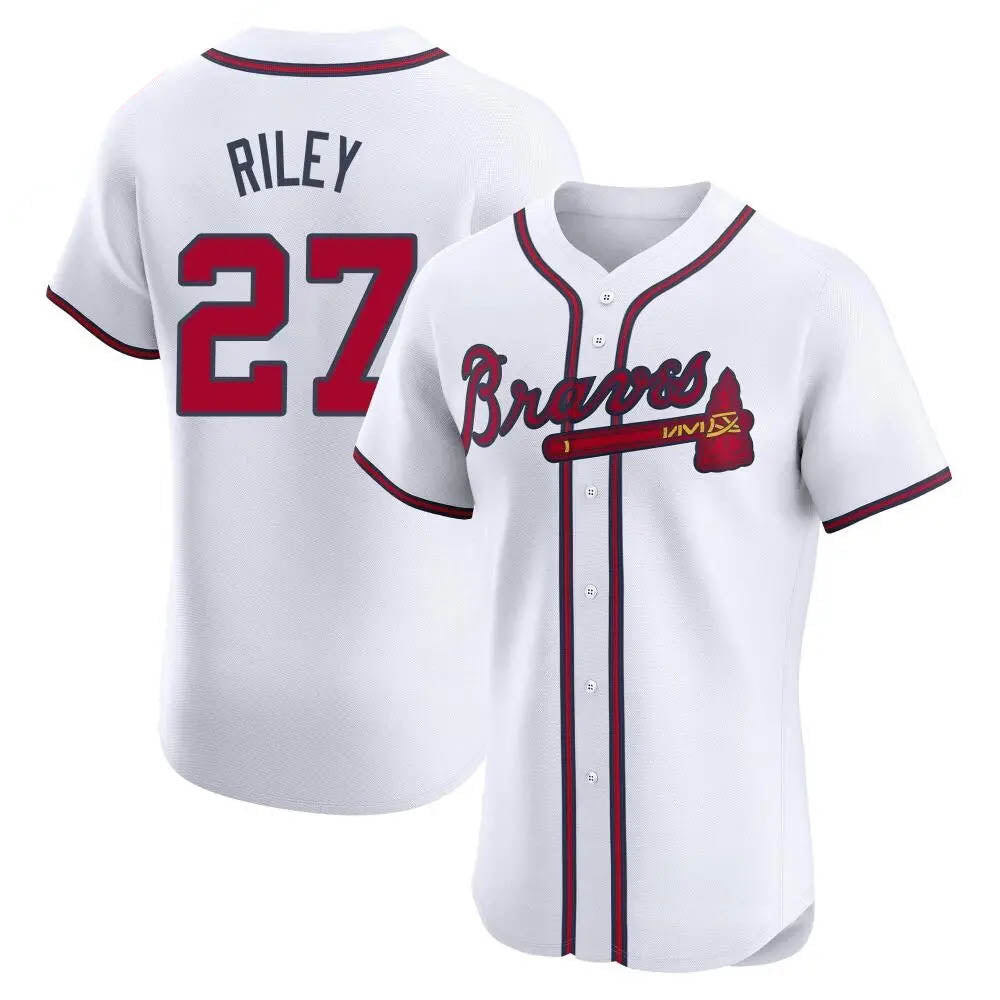 Ndoa A.Braves #27 Austin Riley Player White Elite Home Stitched Jerseys
