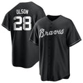 Ndoa A.Braves #28 Matt Olson Player Black&White Replica Stitched Jerseys
