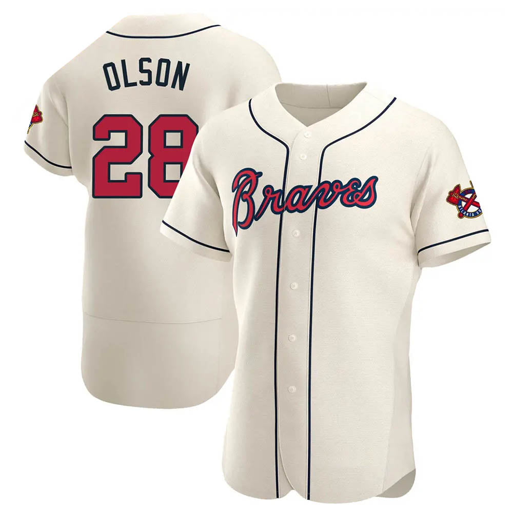 Ndoa A.Braves #28 Matt Olson Player Cream Authentic Alternate Stitched Jerseys