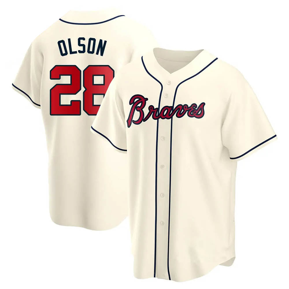 Ndoa A.Braves #28 Matt Olson Player Cream Replica Alternate Stitched Jerseys