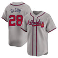 Ndoa A.Braves #28 Matt Olson Player Gray Limited Away Stitched Jerseys