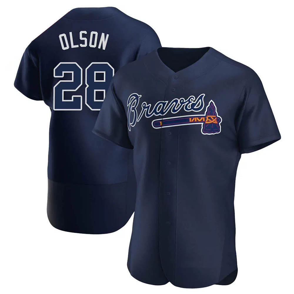 Ndoa A.Braves #28 Matt Olson Player Navy Authentic Alternate Team Stitched Jerseys