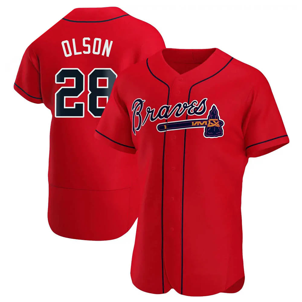 Ndoa A.Braves #28 Matt Olson Player Red Authentic Alternate Stitched Jerseys