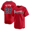 Ndoa A.Braves #28 Matt Olson Player Red Limited Alternate Stitched Jerseys