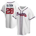 Ndoa A.Braves #28 Matt Olson Player White Replica Home Stitched Jerseys