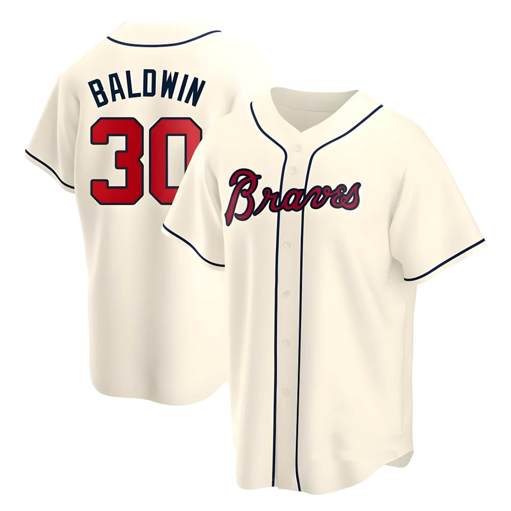 Ndoa A.Braves #30 Drake Baldwin player Cream Replica Alternate Stitched Jerseys