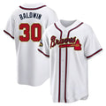 Ndoa A.Braves #30 Drake Baldwin player Gold Replica White Program Stitched Jerseys
