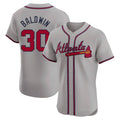 Ndoa A.Braves #30 Drake Baldwin player Gray Elite Road Stitched Jerseys