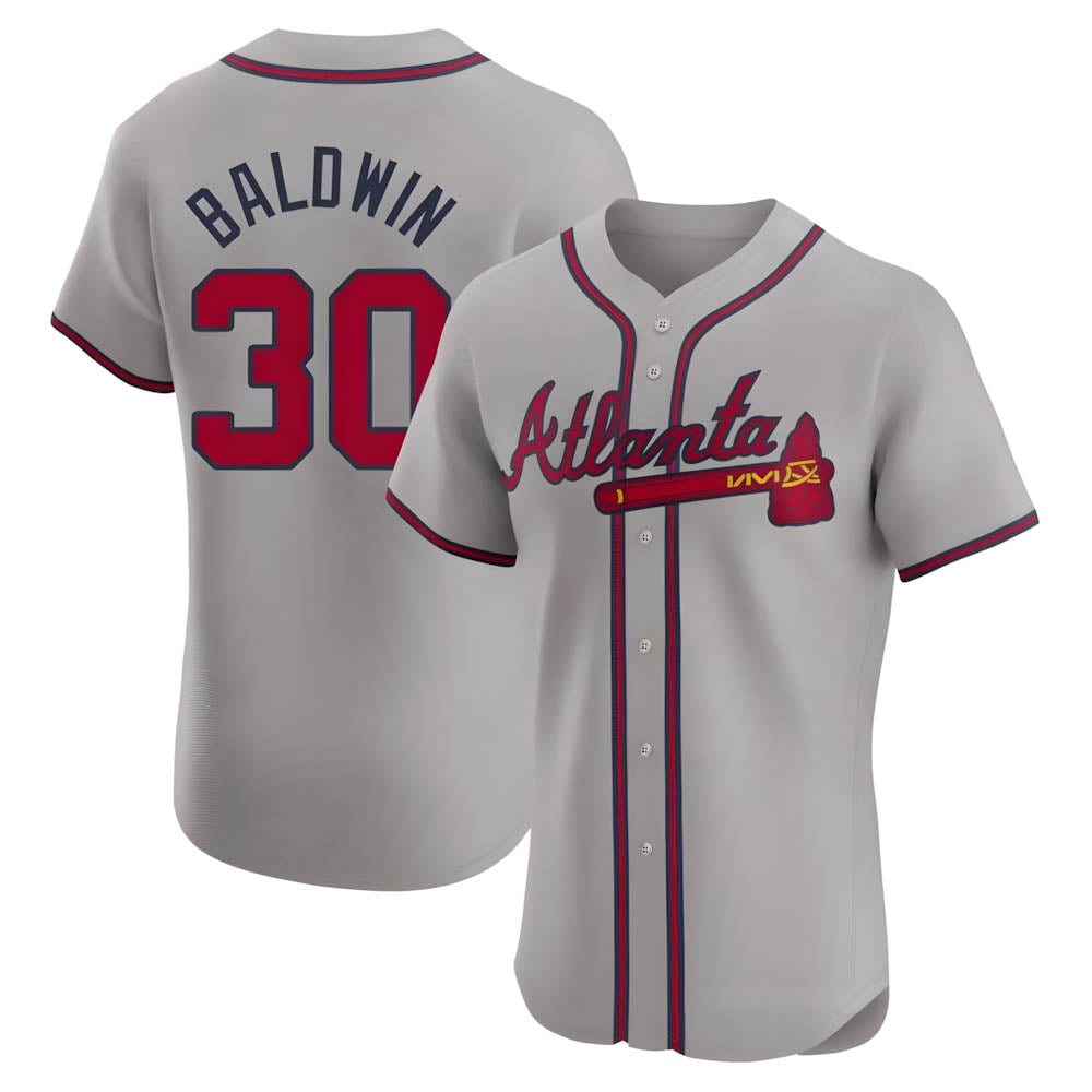 Ndoa A.Braves #30 Drake Baldwin player Gray Elite Road Stitched Jerseys