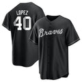 Ndoa A.Braves #40 Reynaldo Lopez player Black&White Replica Stitched Jerseys