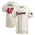 Ndoa A.Braves #40 Reynaldo Lopez player Cream Authentic Alternate Stitched Jerseys