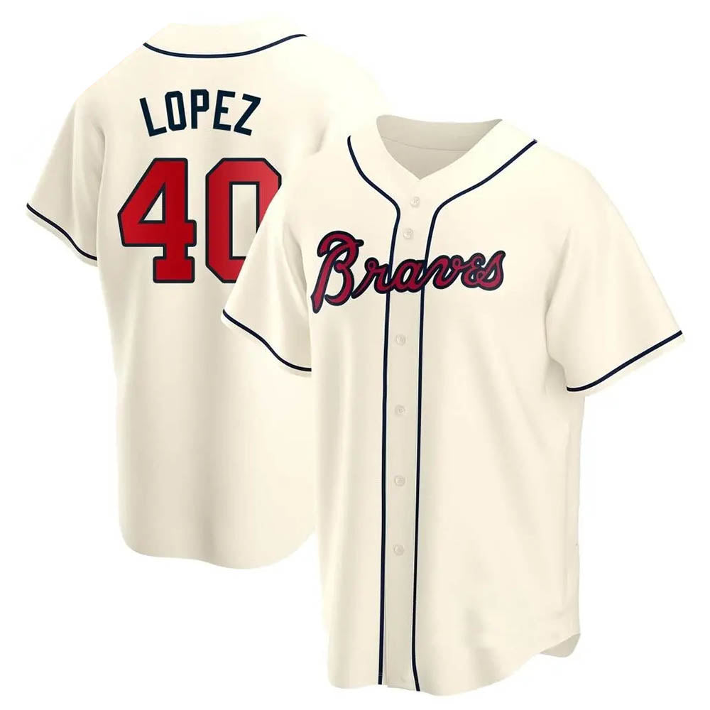 Ndoa A.Braves #40 Reynaldo Lopez player Cream Replica Alternate Stitched Jerseys