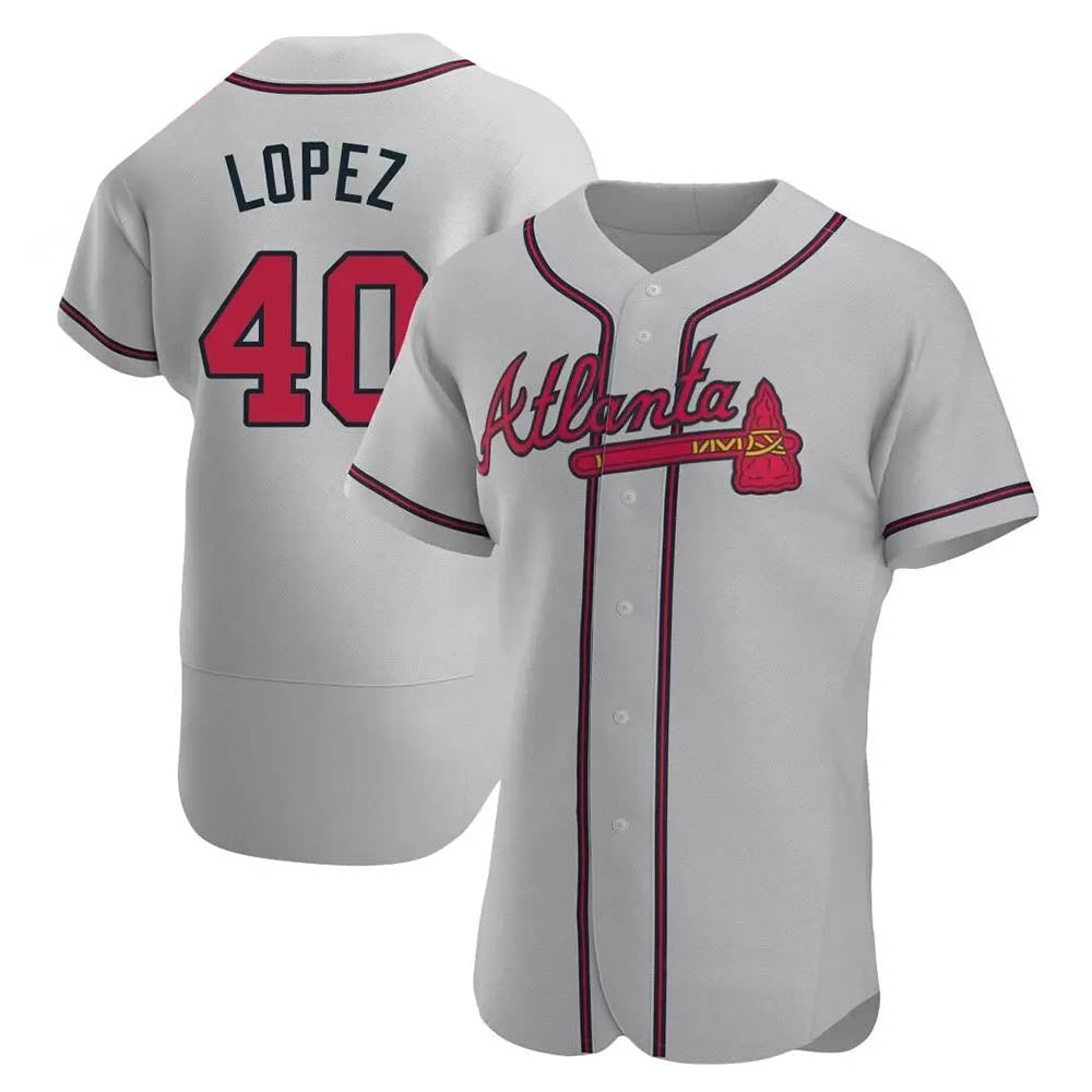 Ndoa A.Braves #40 Reynaldo Lopez player Gray Authentic Road Stitched Jerseys