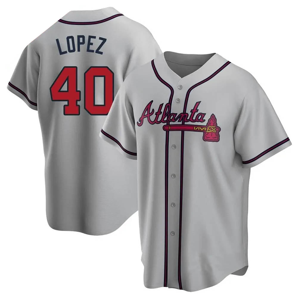 Ndoa A.Braves #40 Reynaldo Lopez player Gray Replica Road Stitched Jerseys