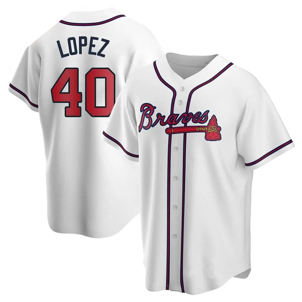Ndoa A.Braves #40 Reynaldo Lopez player White Replica Home Stitched Jerseys