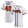 Ndoa A.Braves #40 Reynaldo Lopez player White&Gold Authentic Program Stitched Jerseys