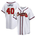 Ndoa A.Braves #40 Reynaldo Lopez player White&Gold Replica Program Stitched Jerseys