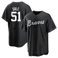 Ndoa A.Braves #51 Chris Sale Player White&Black Replica Stitched Jerseys