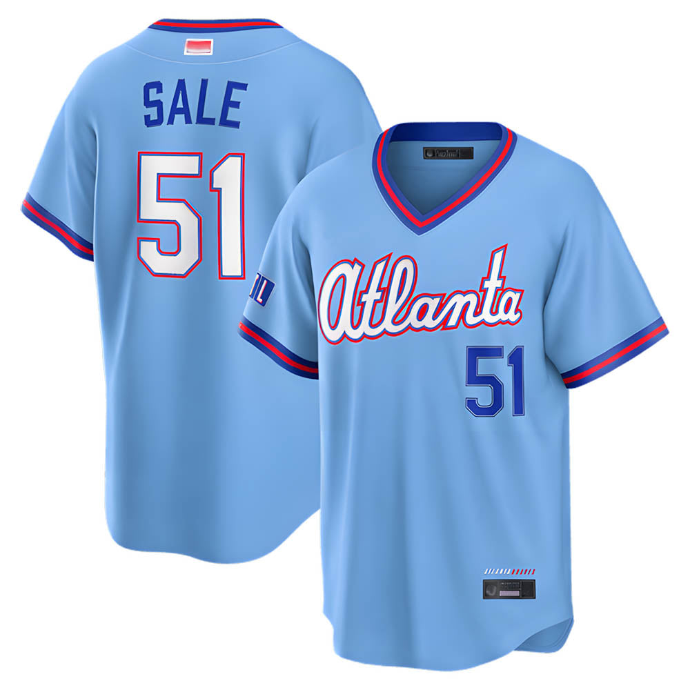 Ndoa A.Braves #51 Chris Sale Player Powder Blue 2026 City Connect T shirt Stitched Jerseys