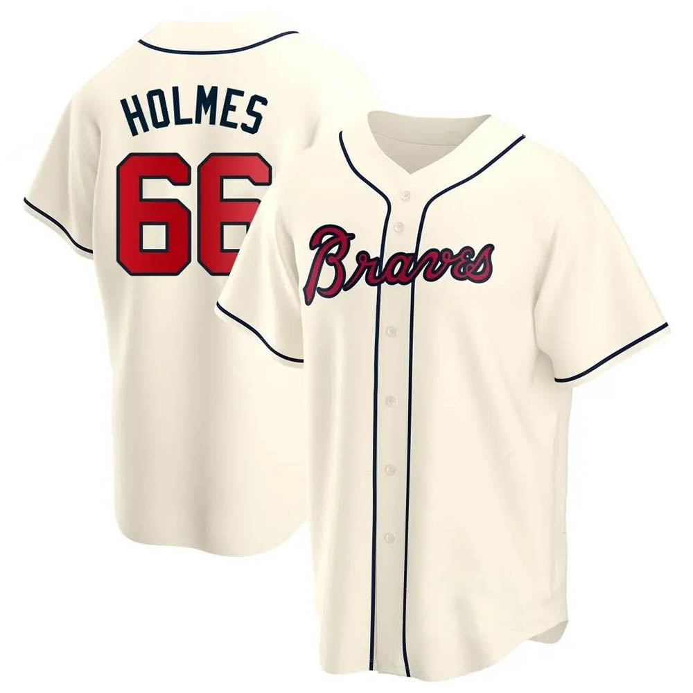 Ndoa A.Braves #66 Grant Holmes Player Cream Replica Alternate Stitched Jerseys
