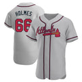 Ndoa A.Braves #66 Grant Holmes Player Gray Authentic Road Stitched Jerseys