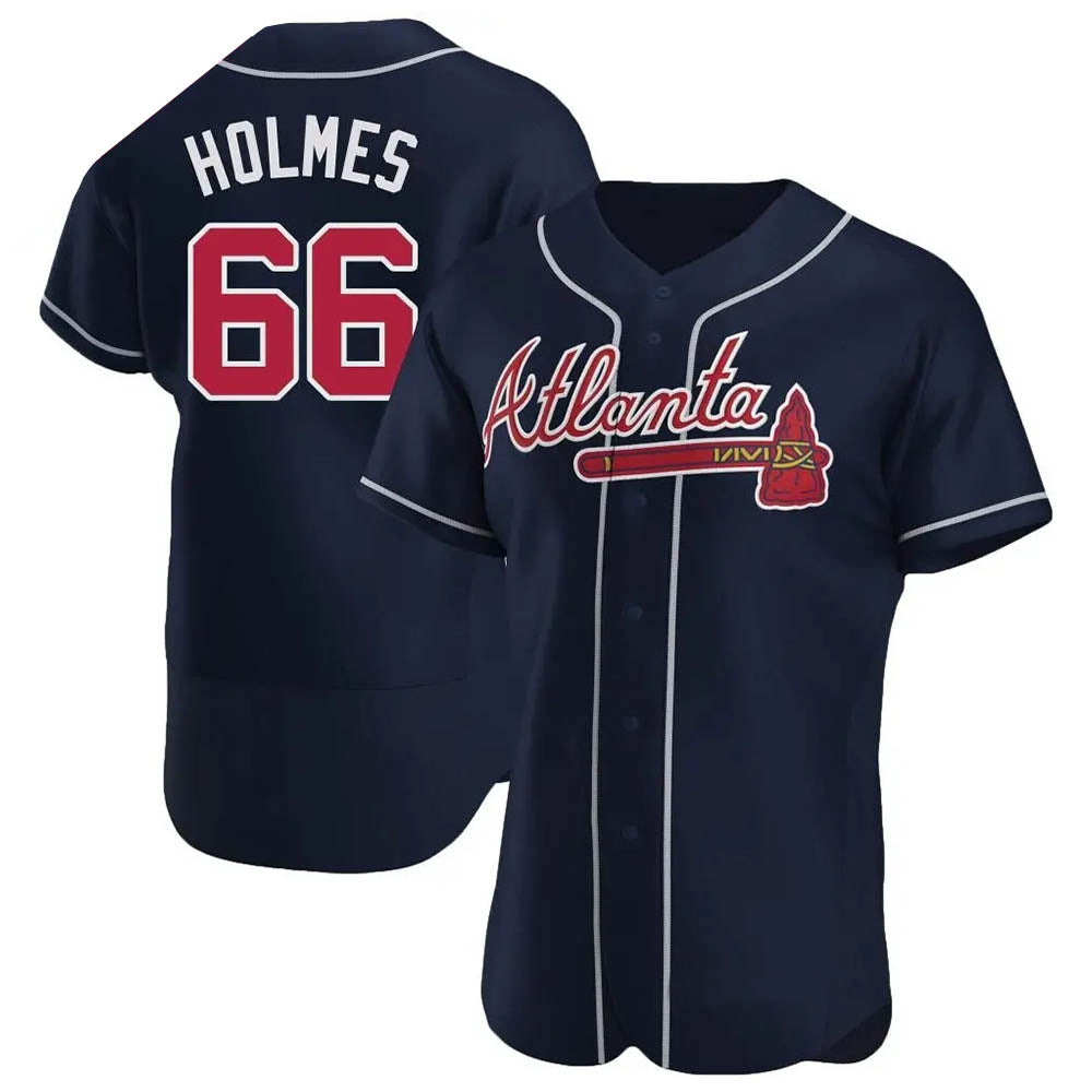 Ndoa A.Braves #66 Grant Holmes Player Navy Authentic Alternate Stitched Jerseys